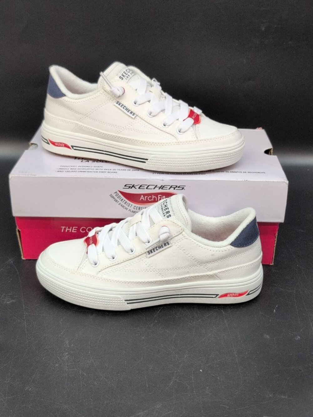Skechers Arch Fit Arcade‑Arcata Women's Sneakers US 5 White Navy Red 177195/WNVR